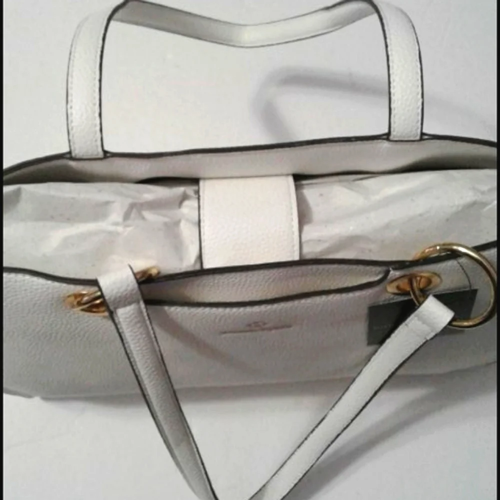 Nanette Lepore Cecylia Off White Large Top Handle Shoulder Bag Career Modest